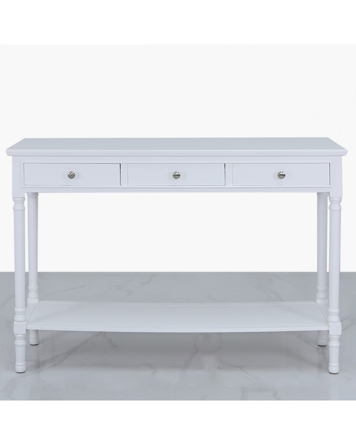 Deco Home Arabella White Wood Large 3 Drawer Console Table Hallway Table