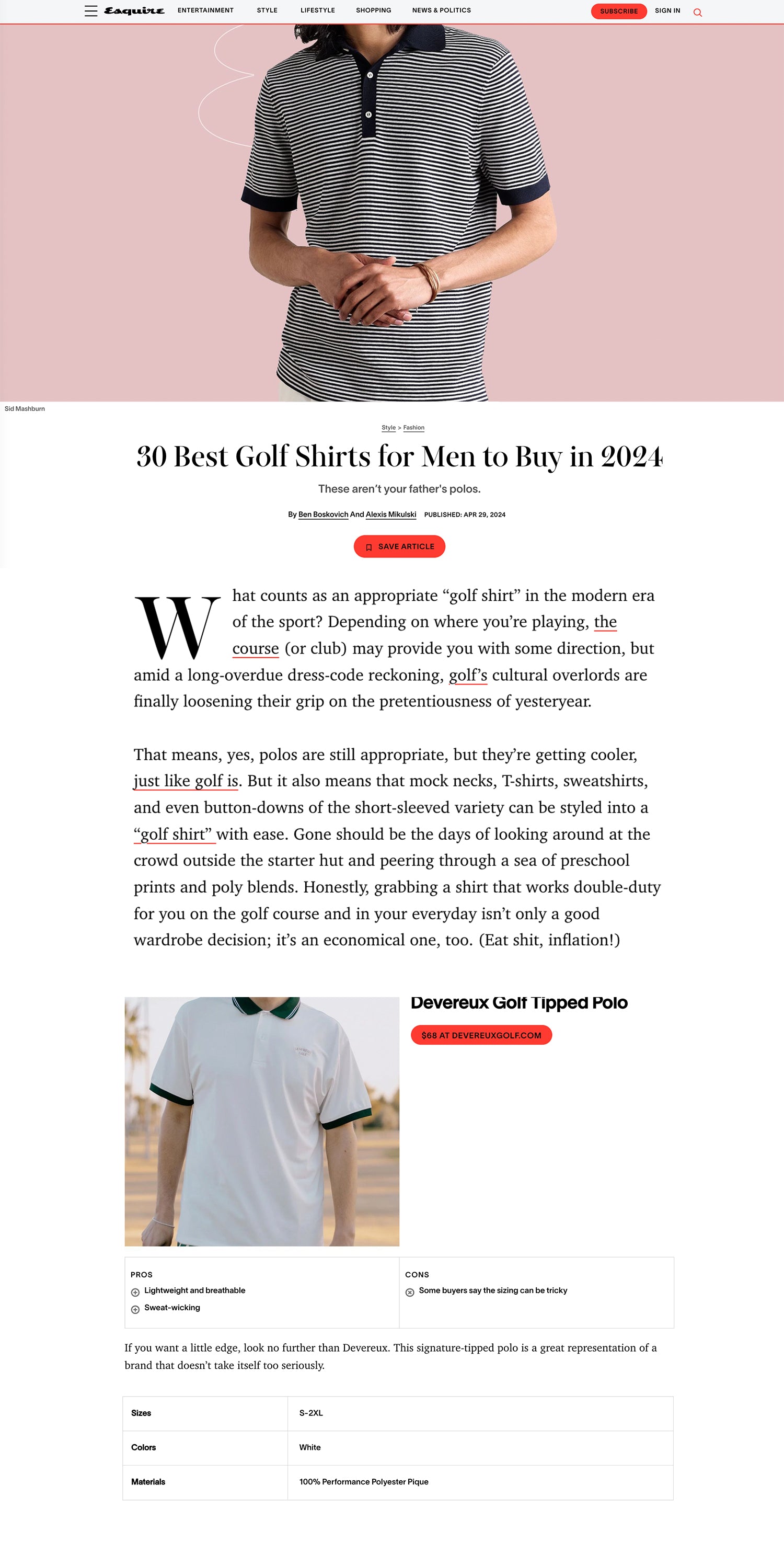 ESQUIRE | 30 Best Golf Shirts For Men to Buy in 2024 – Devereux