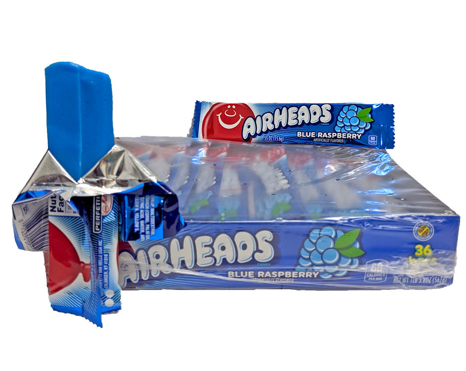 Airheads Blue Raspberry 55oz Bar Or 36 Count Box — Ba Sweetie Candy Store 0389