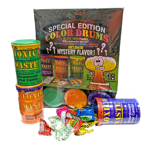 TOXIC WASTE  3-Pack Toxic Waste Original Yellow Drums of Assorted Sour  Candy - 5 Flavors