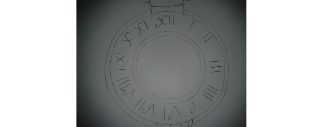 ローマ数字の懐中時計を描く