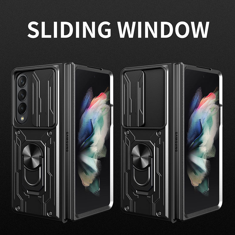 Samsung Galaxy Z Fold4 Case Sliding Lens Cover with Stand