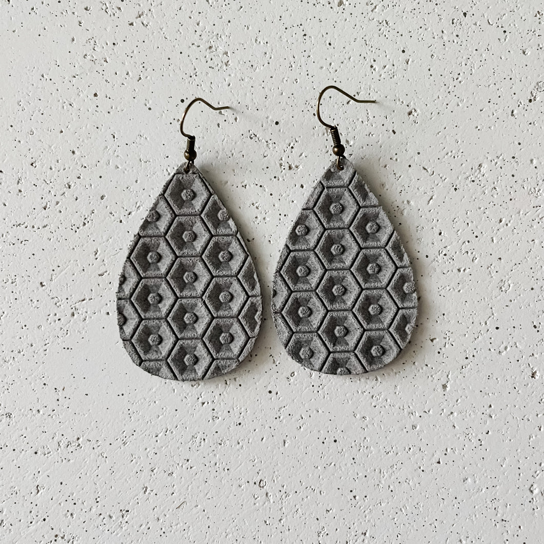 Placid Gray Leather Earrings