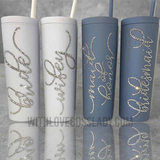 Bridesmaid Wine Tumbler - Personalized Tumbler for Bride, Maid of Honor and The Entire Bridal Party from BluChi