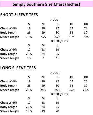 Simply Southern TShirt Sizing Chart