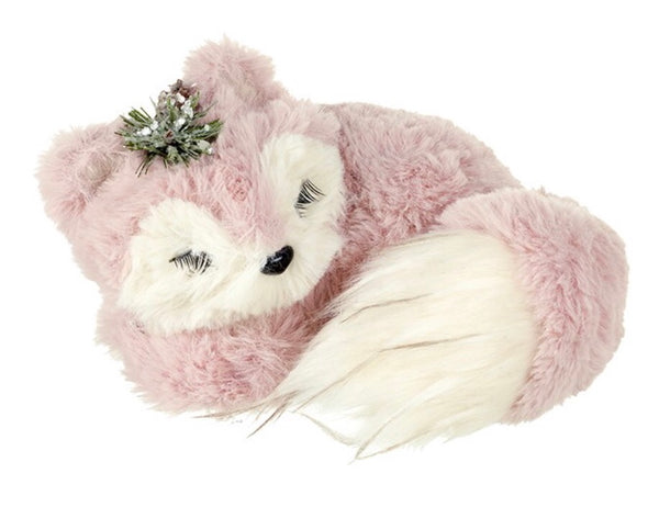 Pink Plush Sleeping Baby Fox Sitting Decoration