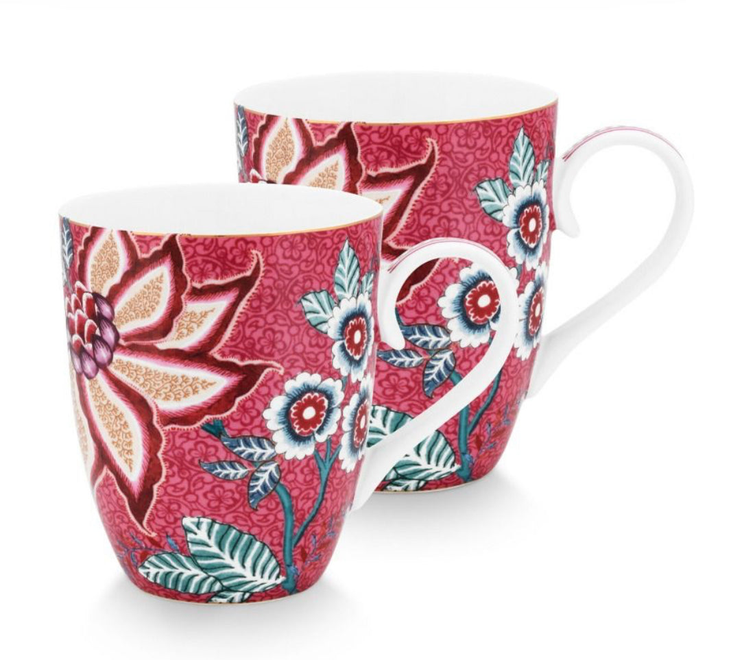 Pip Studio Flower Festival Set Of 2 Large Mugs - Pink (Boxed) – The Lovely  Room