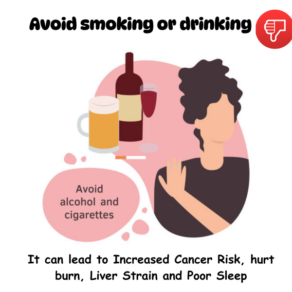 Avoid smoking and drinking alcohol after meals. Healthy eating Habit Tip Dr Trust PNG