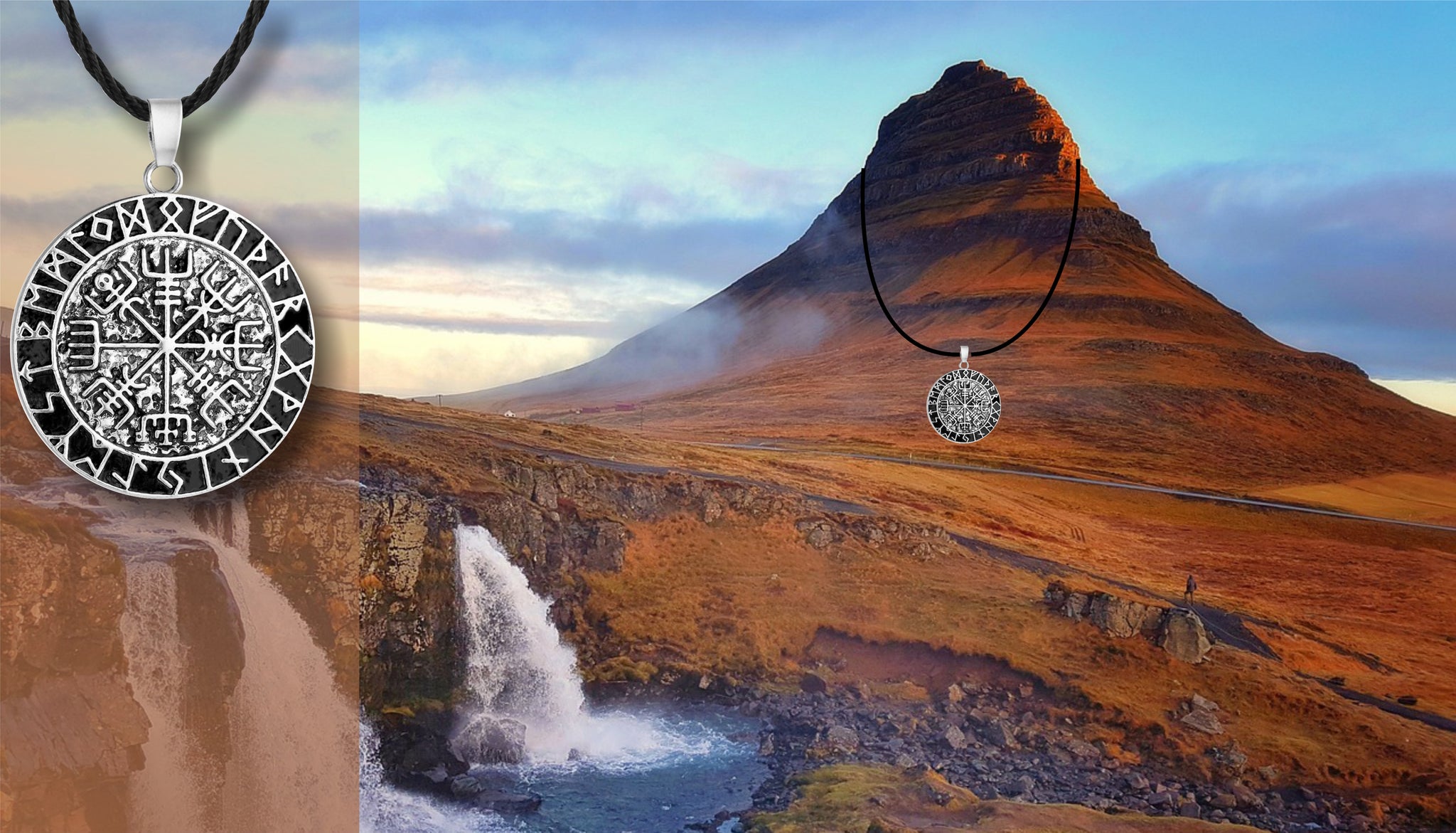 Le volcan islandais porte le fameux et véridique pendentif du Vegvisir. C'est un photomontage pour fixer les idées