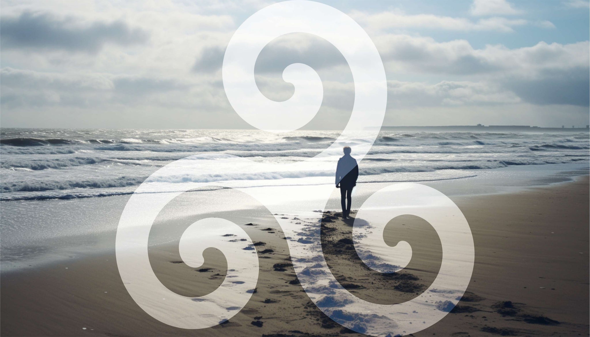 les pieds ancrés dans le sable avec incrustation dans l'image du triskel