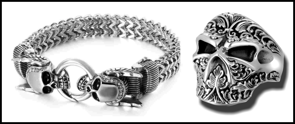 bracelet viking et tête de mort