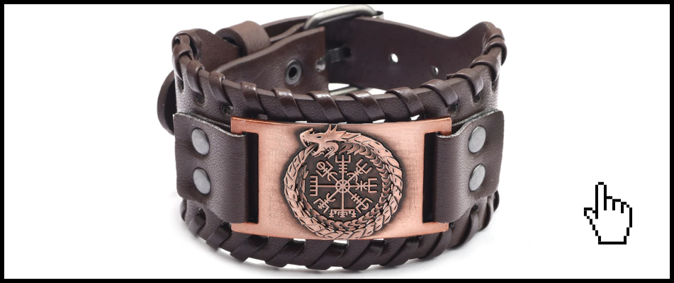 Bracelet manchette viking vegvisir jormungand