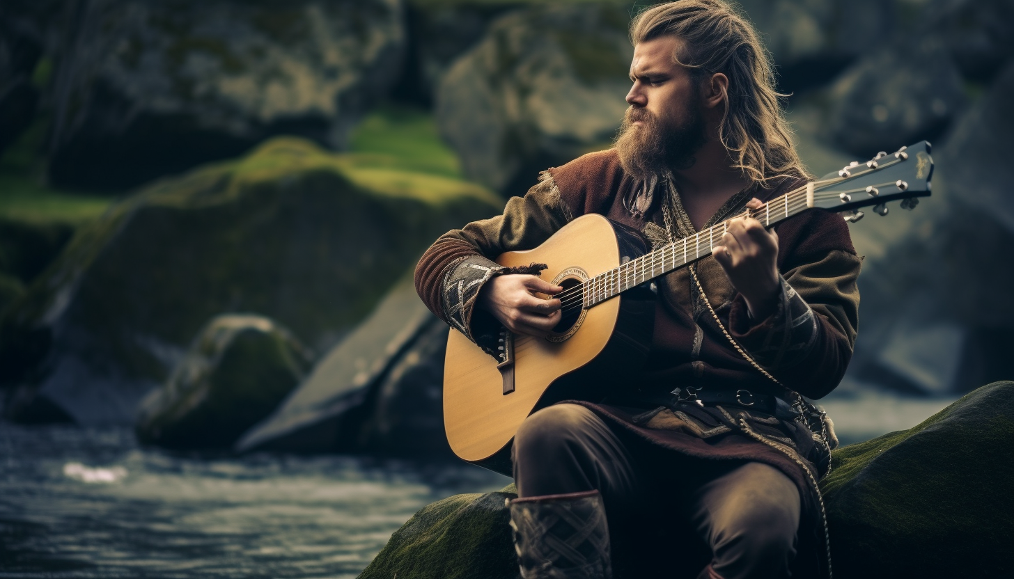 chanteur viking dans une ode au Valknyt et aux runes