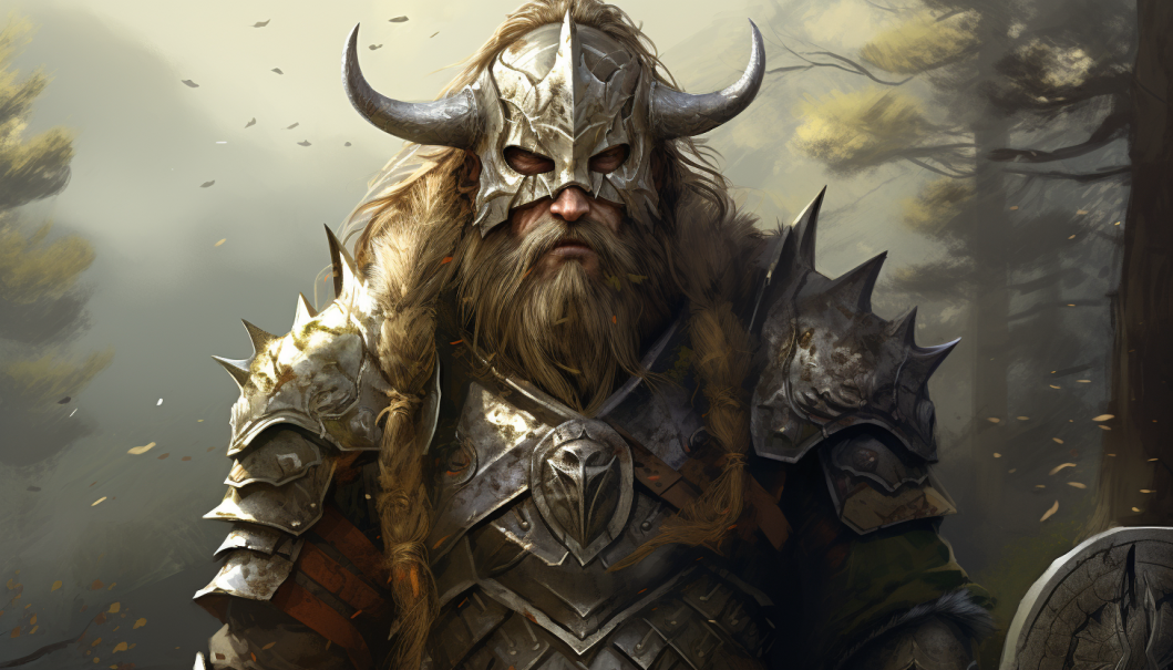 guerrier viking du Valhalla en armure d'argent