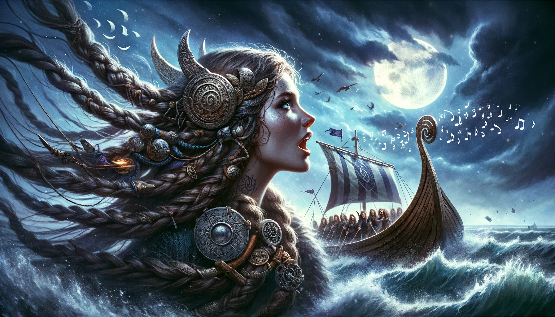 Ungrid, la guerrière viking un triskel tressé dans ses ceveux