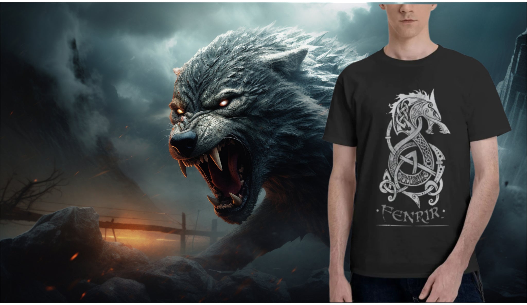 t-shirt loup viking fenrir