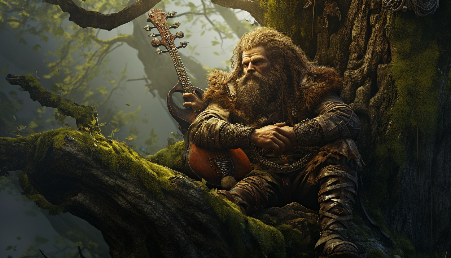 Scald chantant dans l'arbre de vie viking l'Yggdrasil
