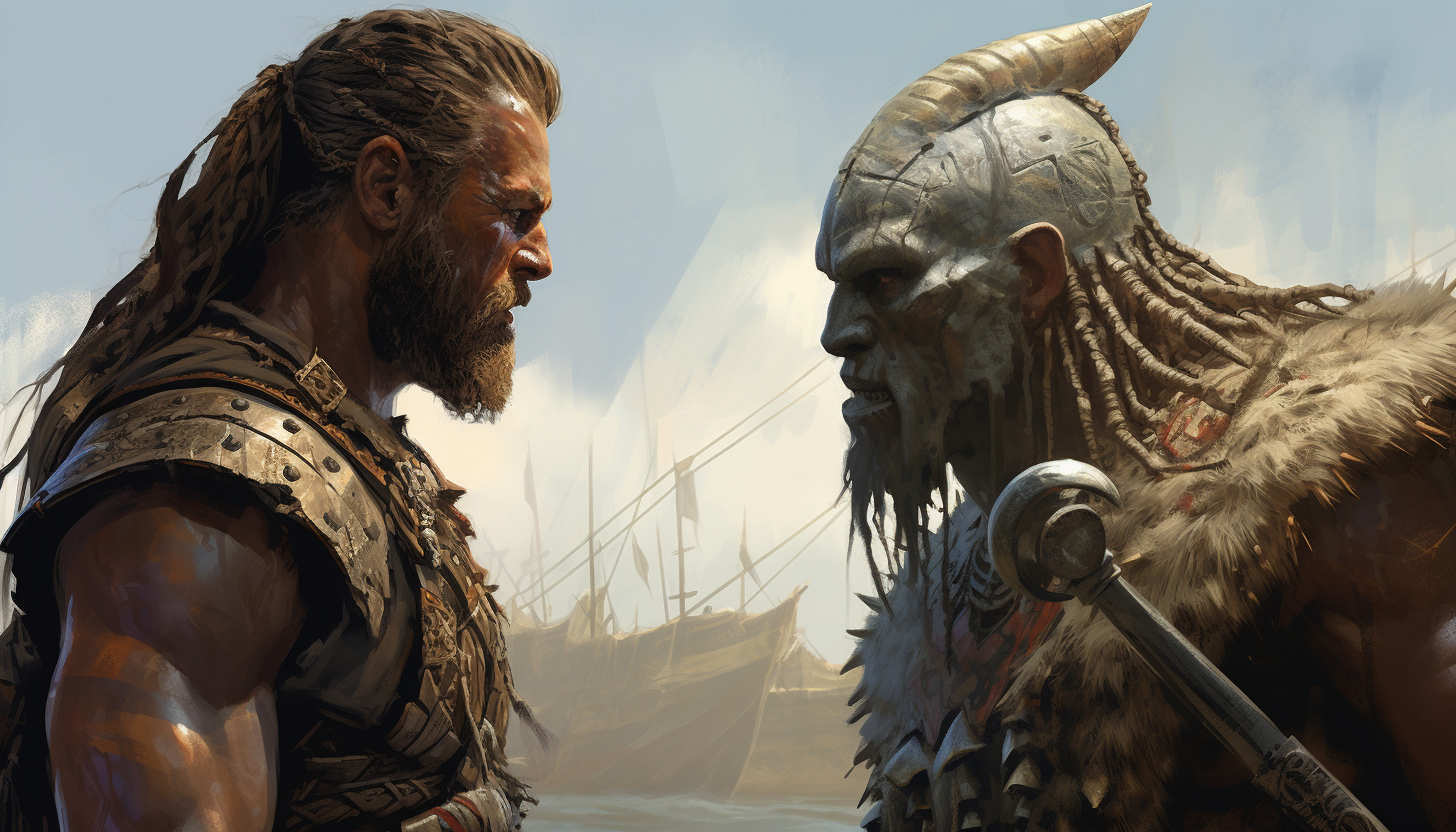 viking discutant avec un étranger