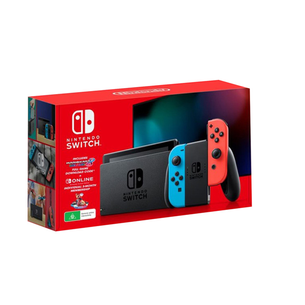 nintendo switch neon red & mario kart 8 deluxe bundle