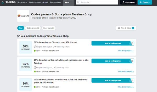 Alertes dealabs pour économiser sur les capsules Tassimo