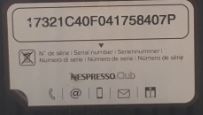 Numéro de série machine Nespresso