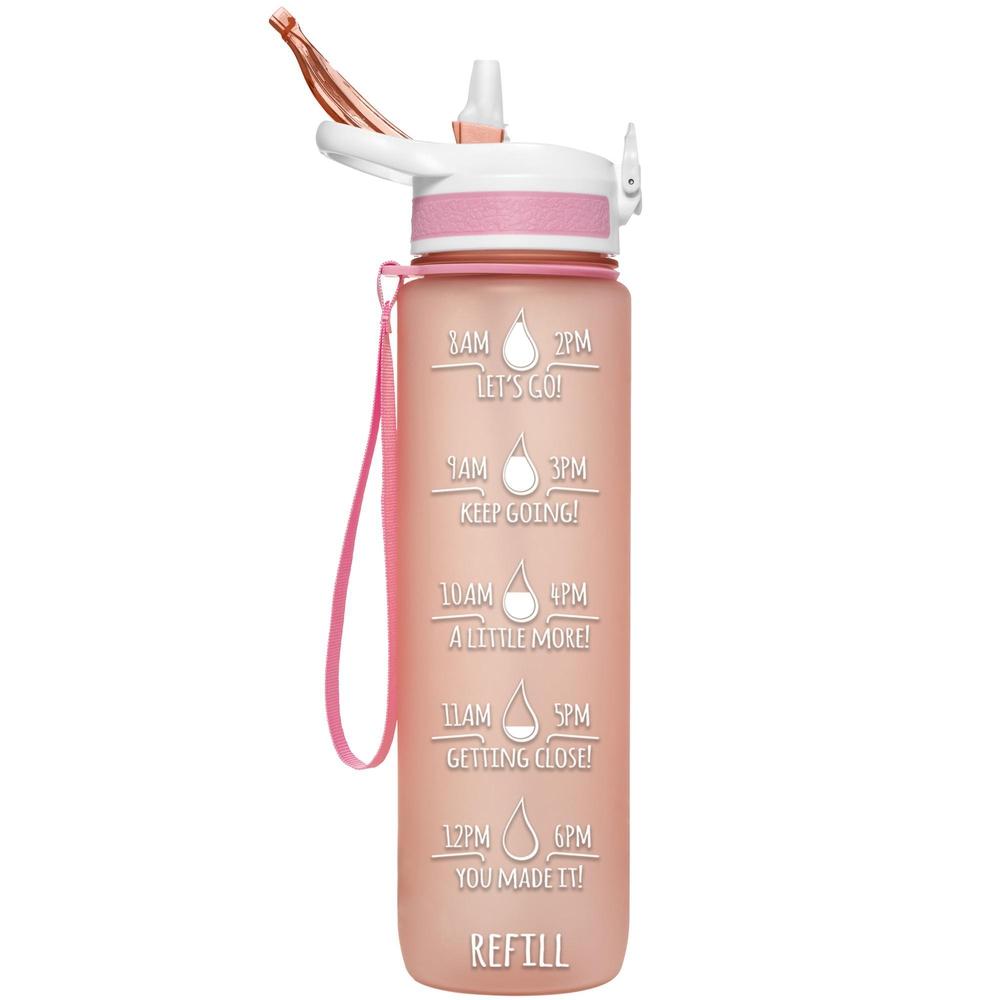 HydroMate 32 oz Water Bottle with Straw Frost Rose Gold Mint