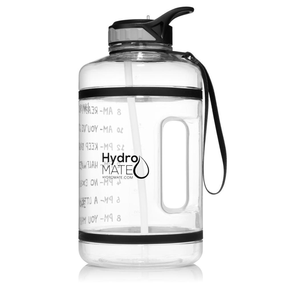 HydroMATE Liter Motivational Water Bottle Straw BPA-Free 32oz Black