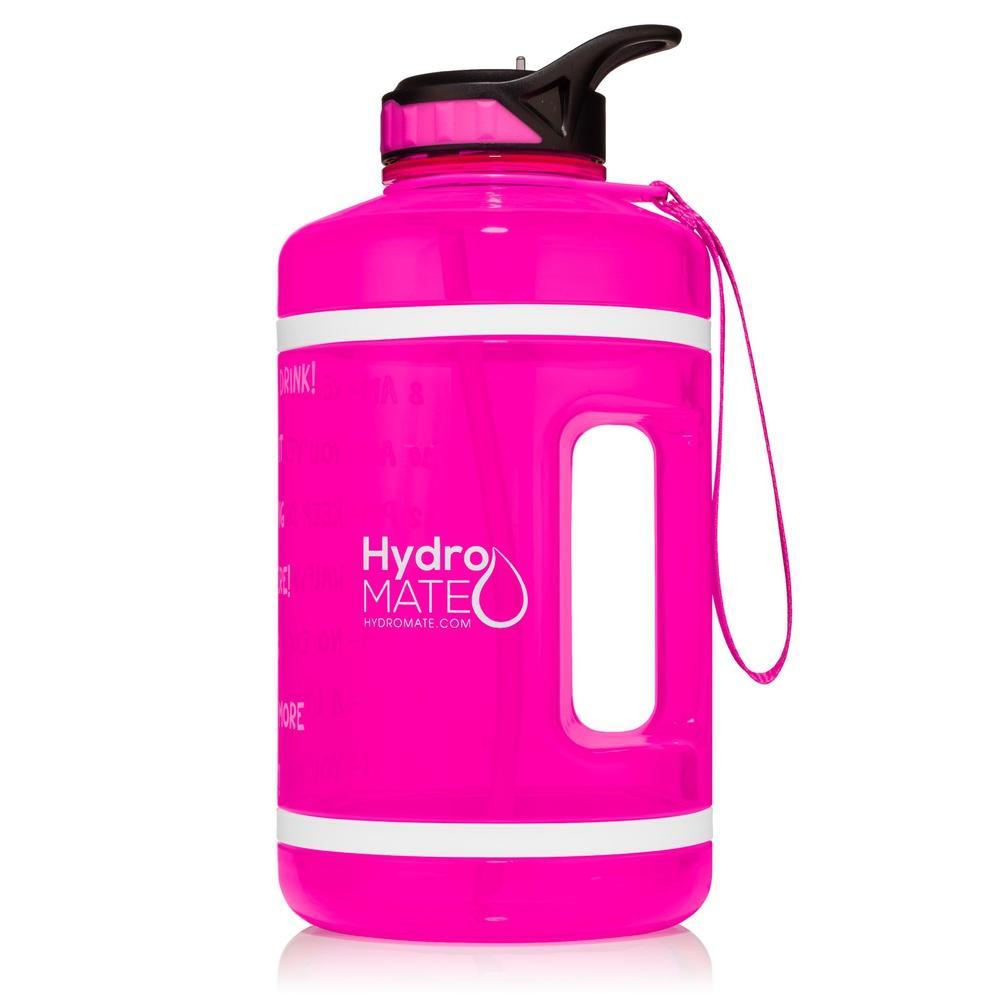 HydroMATE Half Gallon 64 oz Motivational Water Bottle with Time Marker Large BPA Free Jug with Handle Reusable Leak Proof Bottle Time Marked to Drink