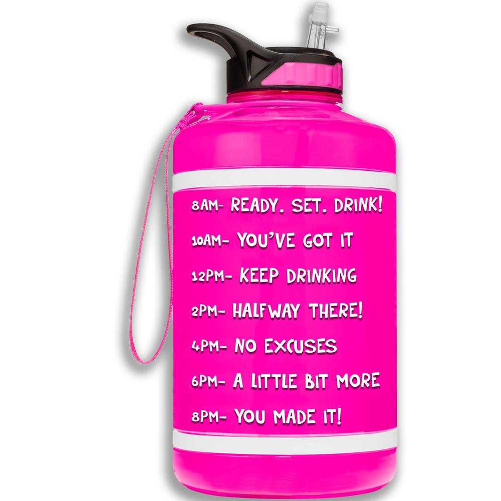  Big Half Gallon/64 OZ/2 Liters Pink Water Bottle With Straw And  Handle.Life Motivational Gym Water Bottle Day Hour Tracker With Time  Measurement Markings.Leak Proof Sports Water Bottle.Tylola : Sports &  Outdoors