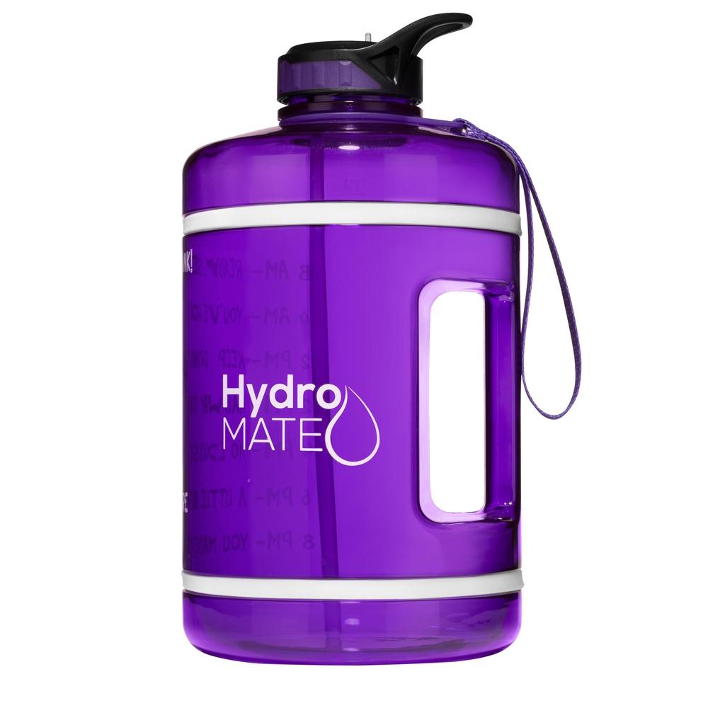 HydroMATE Gallon Motivational Water Bottle with Time Marker with Straw and Handle Large Reusable BPA Free Leak Proof Jug Times Marked to Drink More