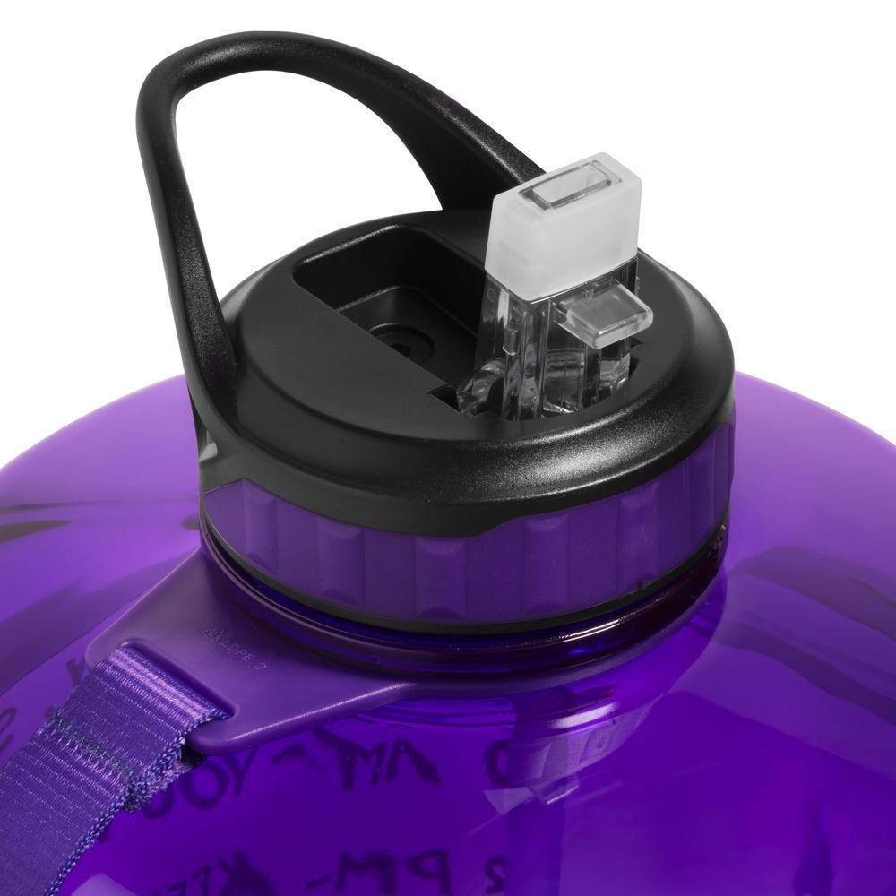 68 oz Motivational Water Bottle with Handle & Straw - BPA Free Water Jug with Time Marker & Stickers, Purple