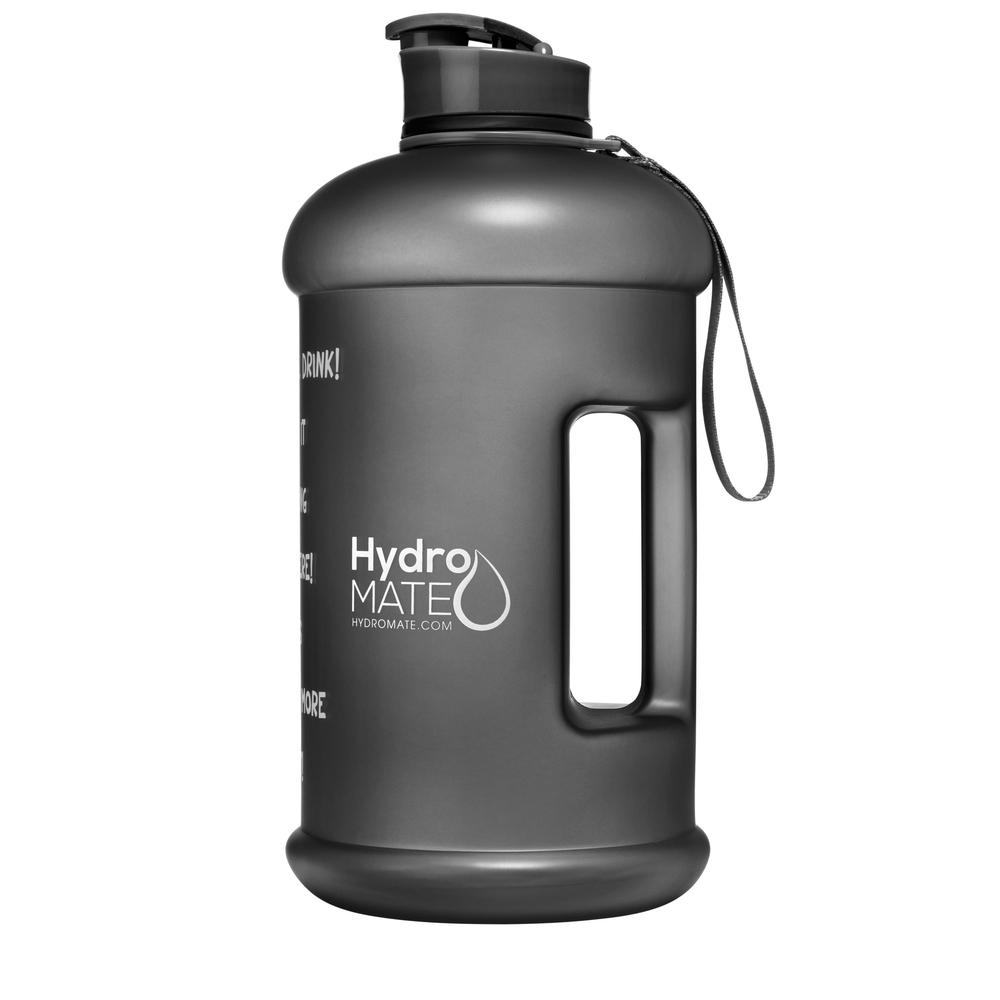 HydroMATE Half Gallon 64 oz Motivational Water Bottle with Time Marker Large BPA