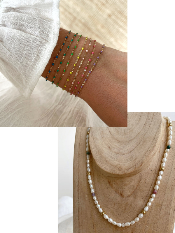 Bracelets colorés Galy et collier Zahir