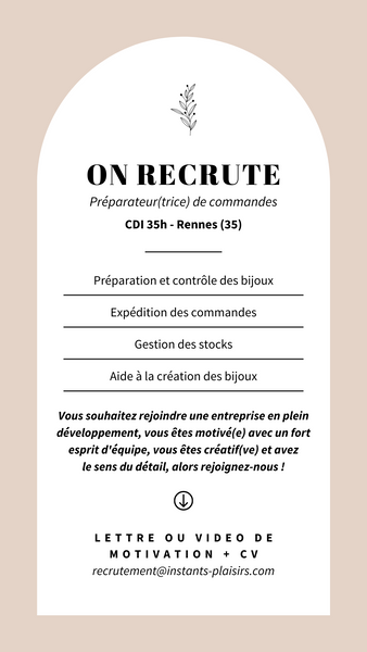 Recruitment Instants Plaisirs jewelry in Rennes