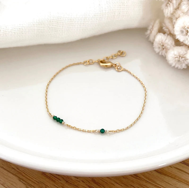 Bracelet "Antonin" vert plaqué or