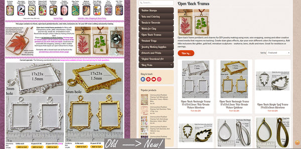 Open back pendant trays for resin products new website update mobile friendly