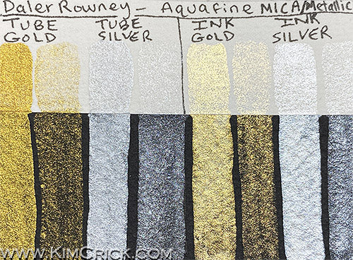 Daler Rowney Aquafine Watercolor Gold Silver Imit Tube and Ink Mica Metallic