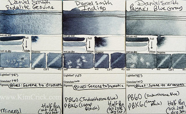 Daniel Smith Watercolor Indigo Paynes Blue Gray Sodalite Genuine color chart swatch card