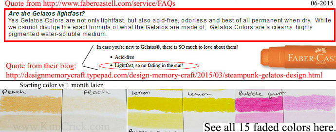 Faber Castell lightfast test gelatos fading sun fugitive results Albrecht Durer Polychromos pencils