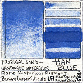 Mineral Prodigal Son's Handmade Watercolor Han Blue pigment art watercolor colour swatch card database resin lightfast