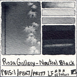 PB15:1 PR177 PBk7 Rosa Gallery Neutral Black Watercolor Art Pigment Database Tube Pan Color Chart