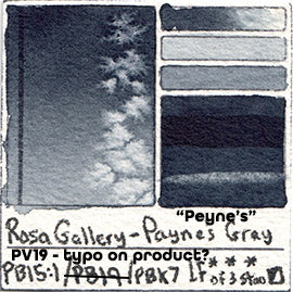 PB15:1 PV19 PBk7 Rosa Gallery Watercolor Payne's Gray Watercolor Database Peynes PB19 Pigment