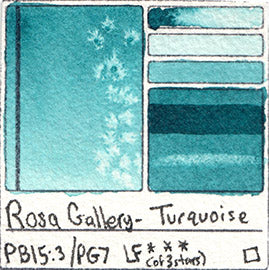PB15:3 PG7 Rosa Gallery Watercolor Turquoise Pigment Database Color Chart Swatch Card