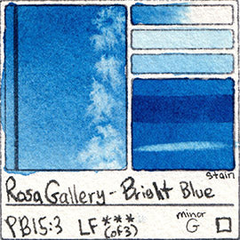 PB15:3 Rosa Gallery Bright Blue Watercolor Paint Pigment Database Handprint Color Chart