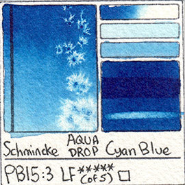 PB15:3 Schmincke Aqua Drop Cyan Blue Watercolor Swatch Card