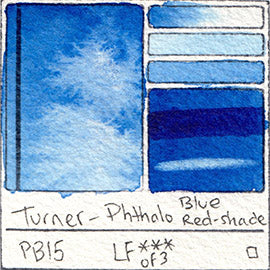 PB15 Turner Watercolor Phthalo Blue Red Shade Color Art Pigment Database Swatch Card