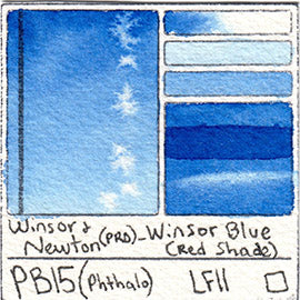 PB15 Winsor and Newton Professional Winsor Blue RS Watercolor Swatch Card Color Chart