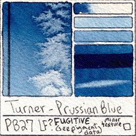 PB27 Turner Watercolor Prussian Blue Staining Pigment Database Swatch Card