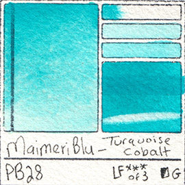 PB28 Maimeri Blu Watercolor Turquoise Cobalt Watercolour swatch color chart card pigment