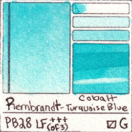 PB28 Rembrandt Watercolor Cobalt Turquoise Blue Art Pigment Database